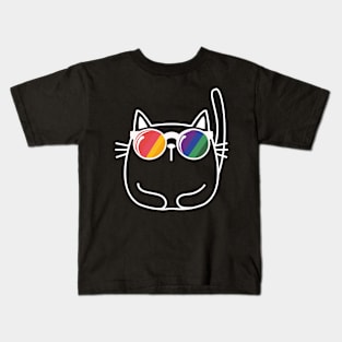 Cat Lover Pride Sunglasses Gay Pride LGBTQ+ Funny Kids T-Shirt